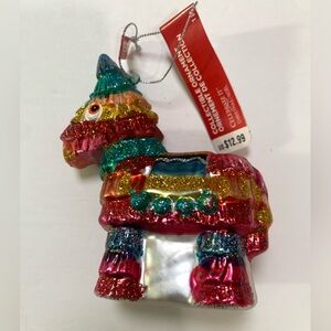 Celebrate It Donkey Pinata Glass Christmas Ornament NWT